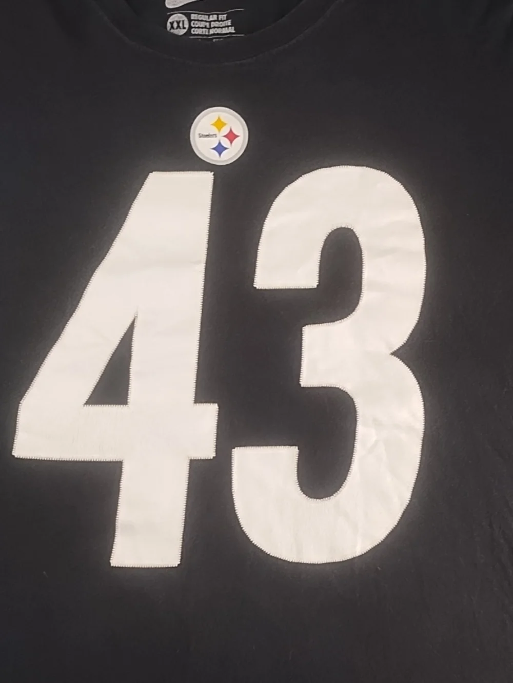 Nike Men’s Black Polamalu Tee with White 43 Graphic